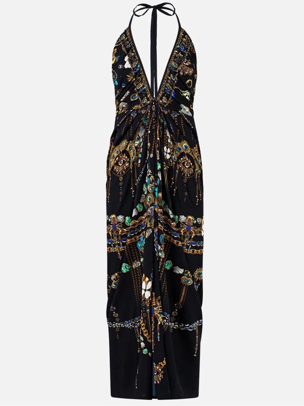 Camilla Amulets & Alchemy Print Gathered Jersey Halter Neck Dress Sz M  $650 NWT - Picture 3 of 13